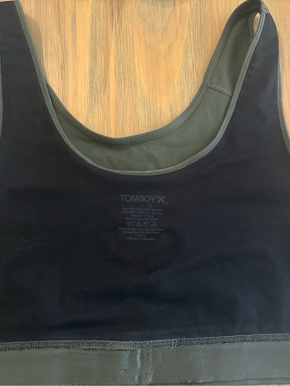 TomboyX Thyme Green Scoop Neck Compression Bra size Large - Picture 6 of 6